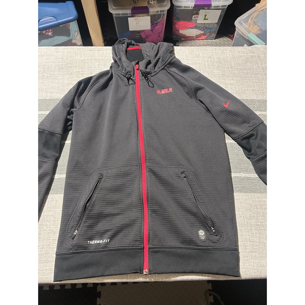 Nike LeBron Therma-Fit Full Zip Hoodie Gray Red Mens Size S